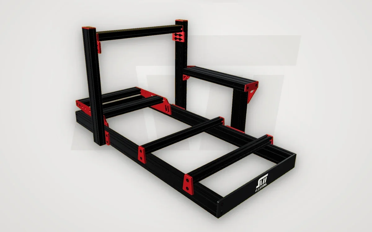 SimWerk Core with the CNC kit in SW06 Signal Red and the logo plate in SW01 Stealth Black (3D render)