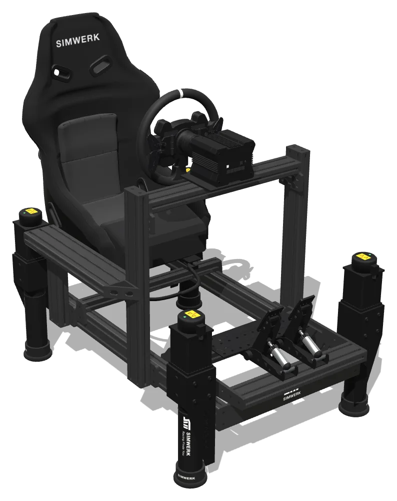 SimWerk Core on the SimWerk 4DOF motion system (3D render)