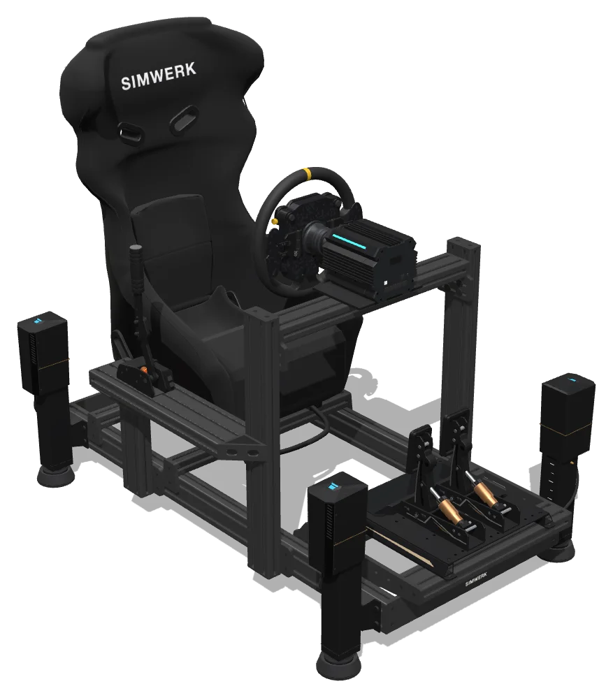 SimWerk Core on MOZA HMA150 haptic motion (3D render)